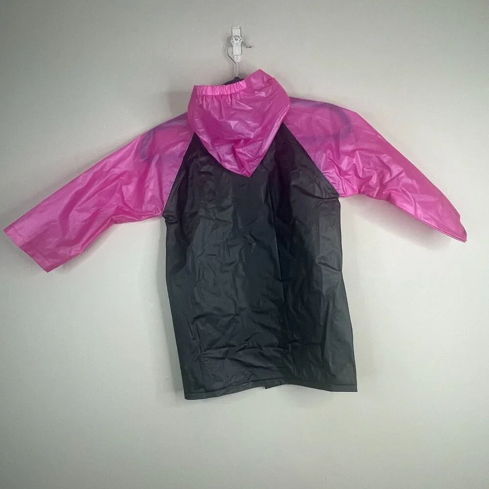 Minnie Mouse Disney Rain Jacket Girls Medium Hooded Snap‎ Front Packable Travel
